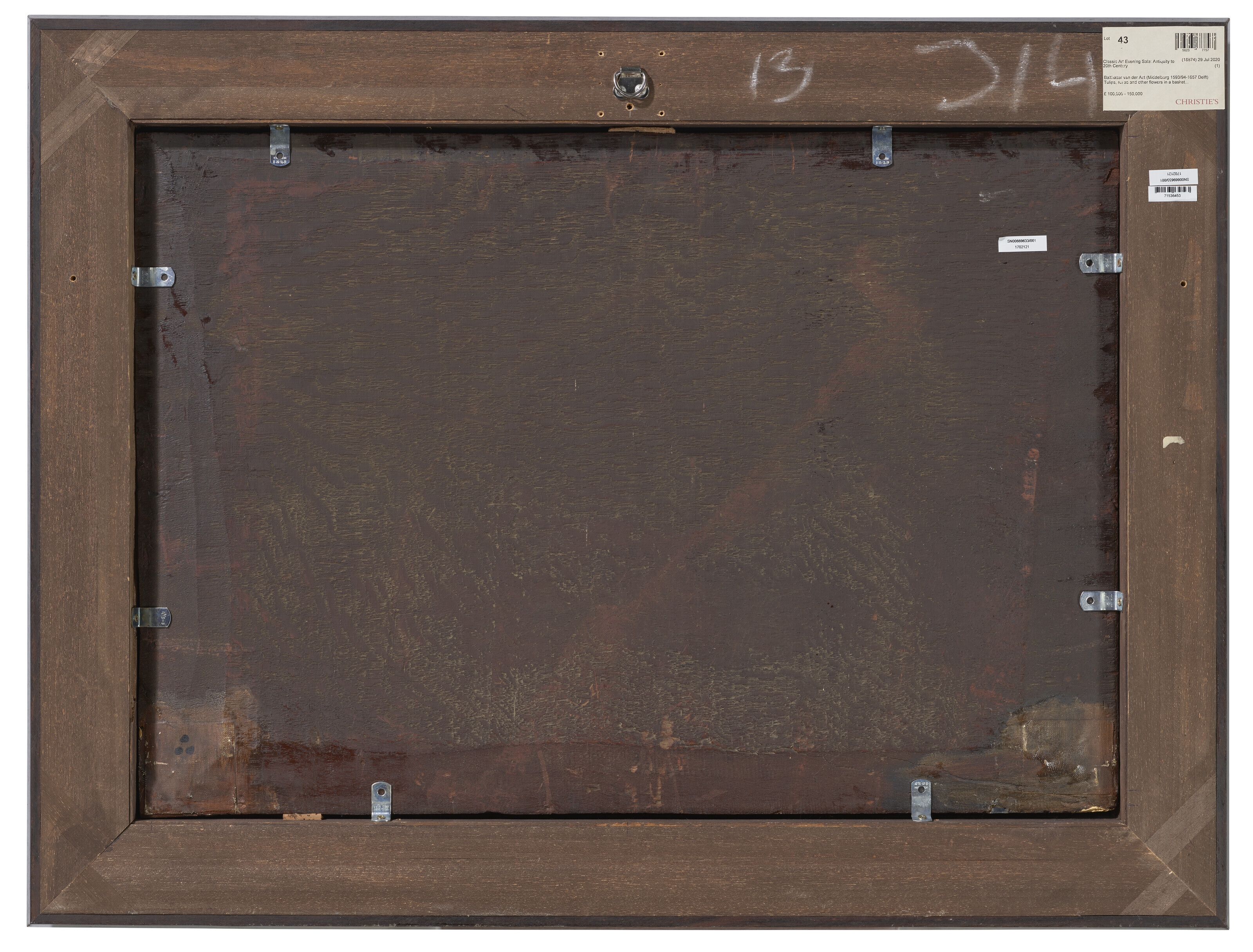 Artwork by Balthasar van der Ast, Tulips, roses and other flowers in a basket on a table, with shells, fruit, a lizard and a butterfly, Made of oil on panel