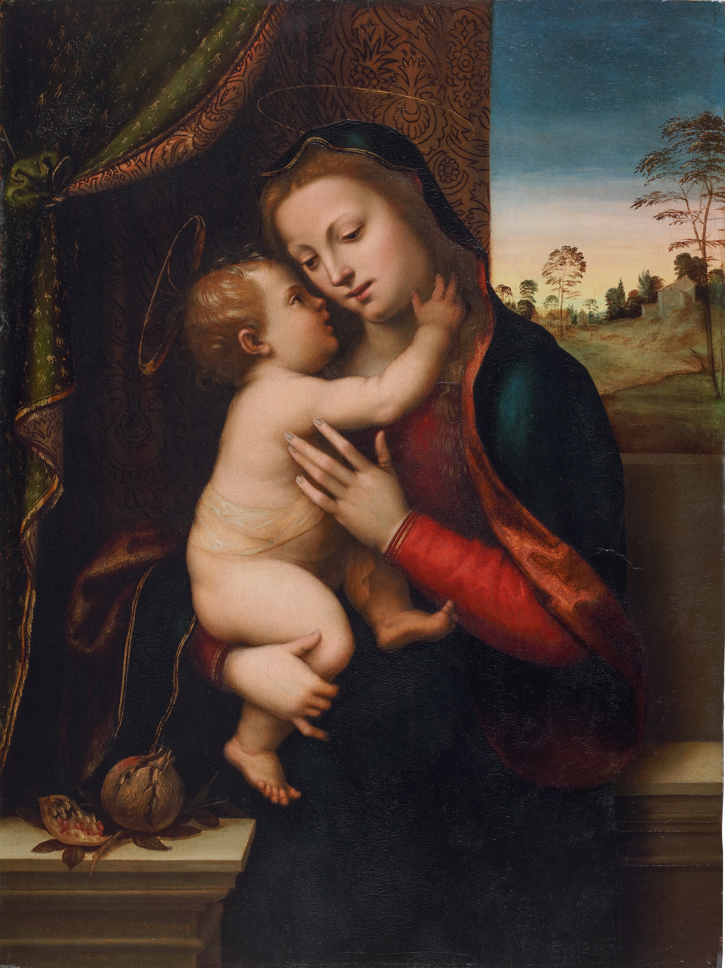The Madonna and Child before a window with a landscape beyond - Mariotto Albertinelli
