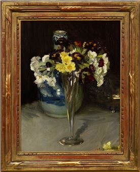 PRIMULAS IN A GLASS VASE - Sir George Classen