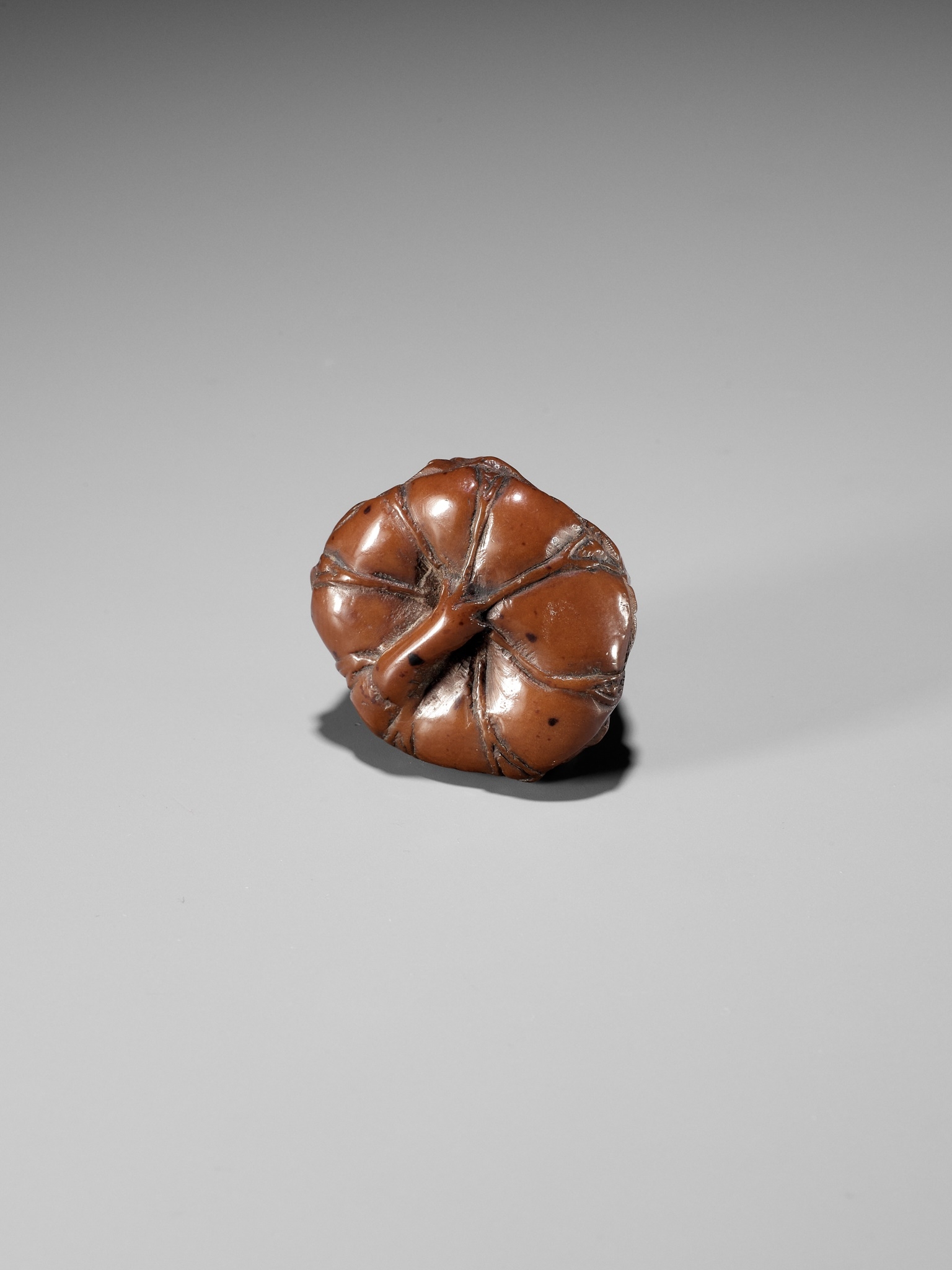 Seimin Chû | A RARE NUT NETSUKE OF FIVE FROGS ON A LOTUS LEAF ...