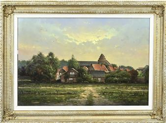 Gezicht op dorp bij avond - Nanne Balyon