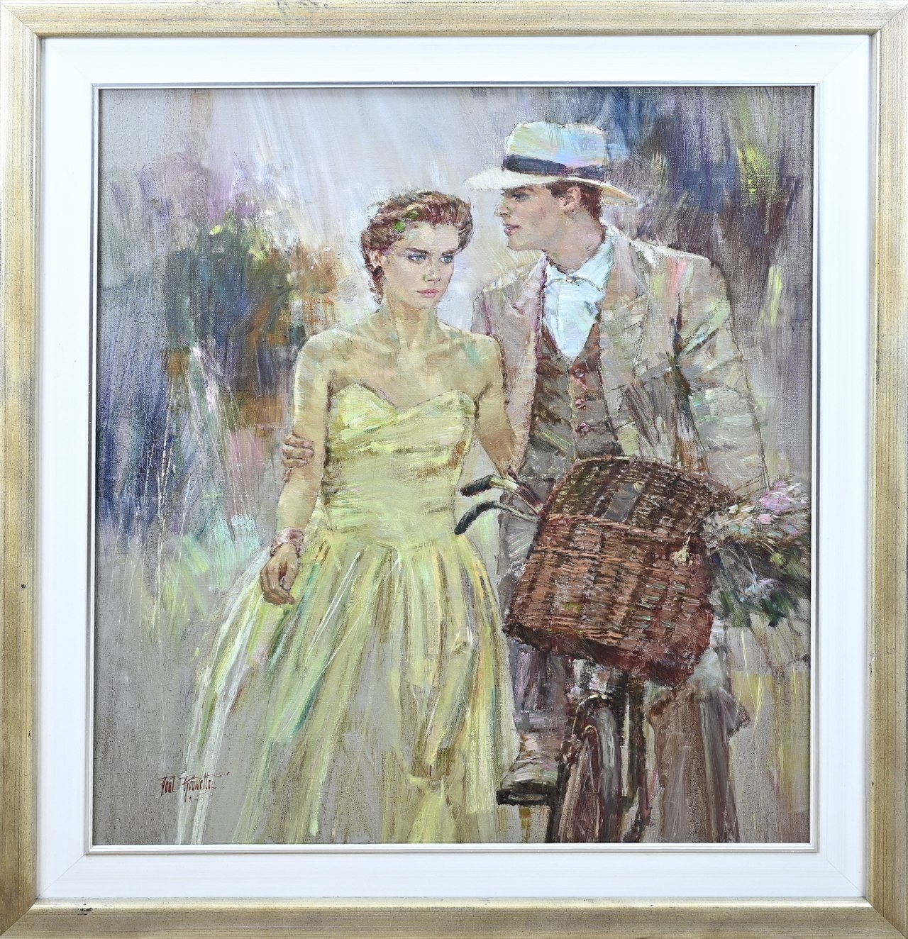 Paul Rouwette | Elegant paar met fiets (1955) | MutualArt