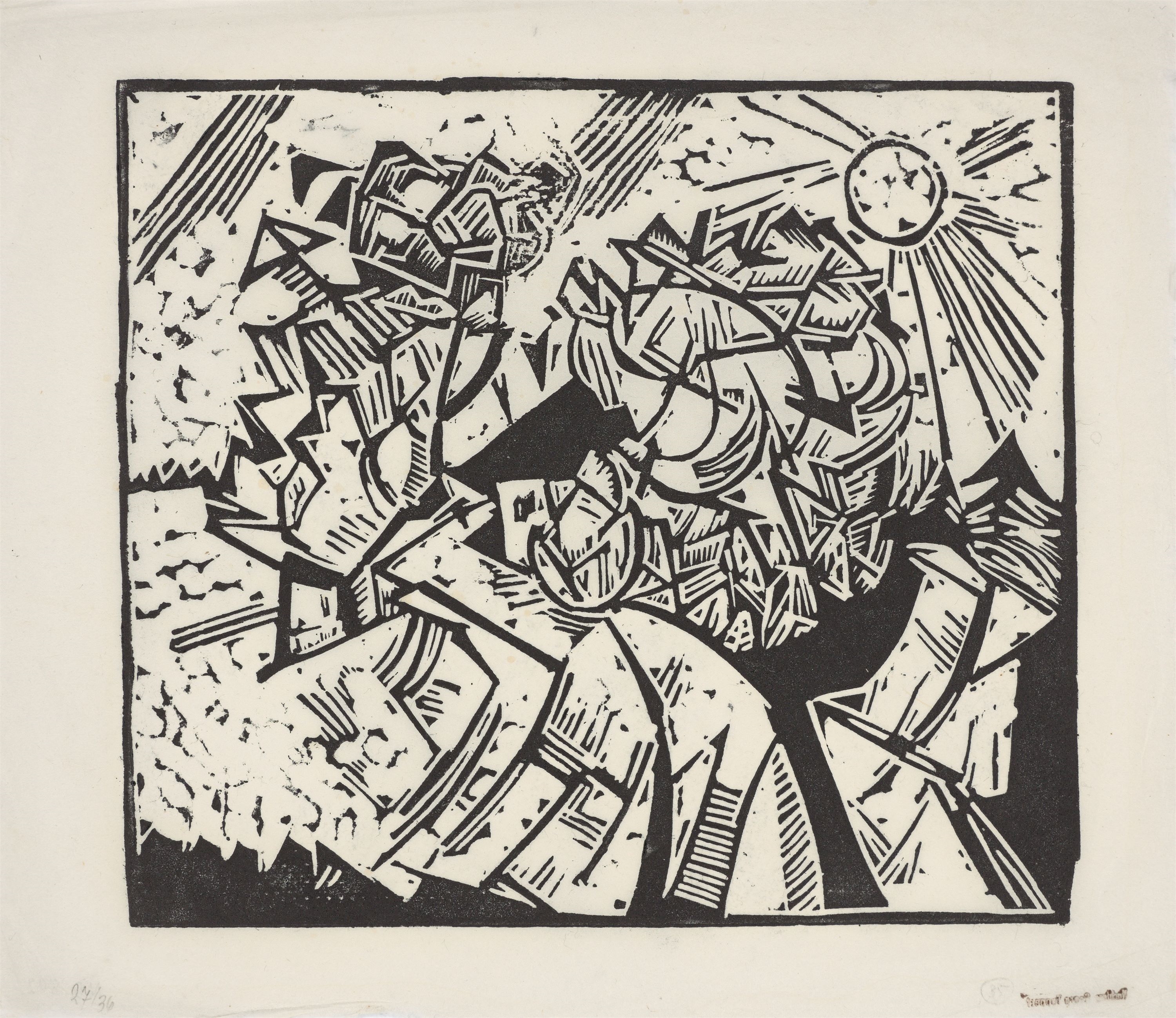”Große Landschaft mit Sonne”. by Georg Tappert, circa 1918/1963
