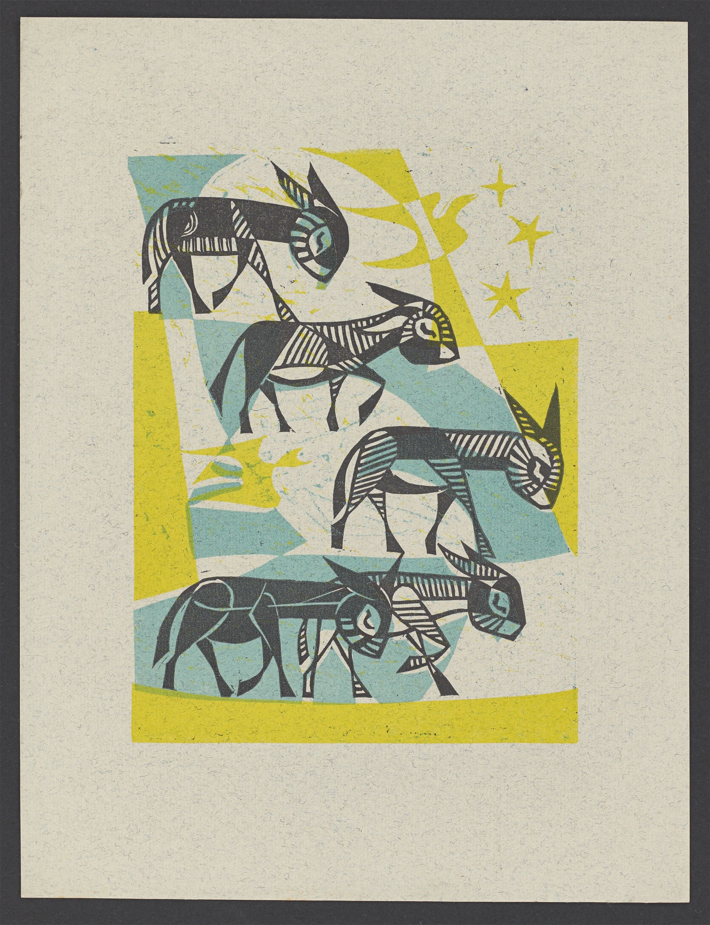Artwork by Ernst Otto Köpke, Donkeys., Made of colour woodcuts