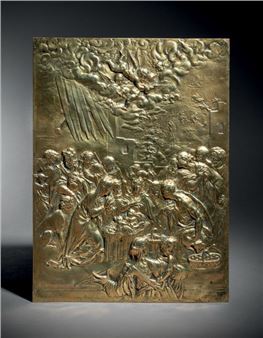 Large gilded bronze plaque depicting the Adoration of the Shepherds - Christoph Lencker