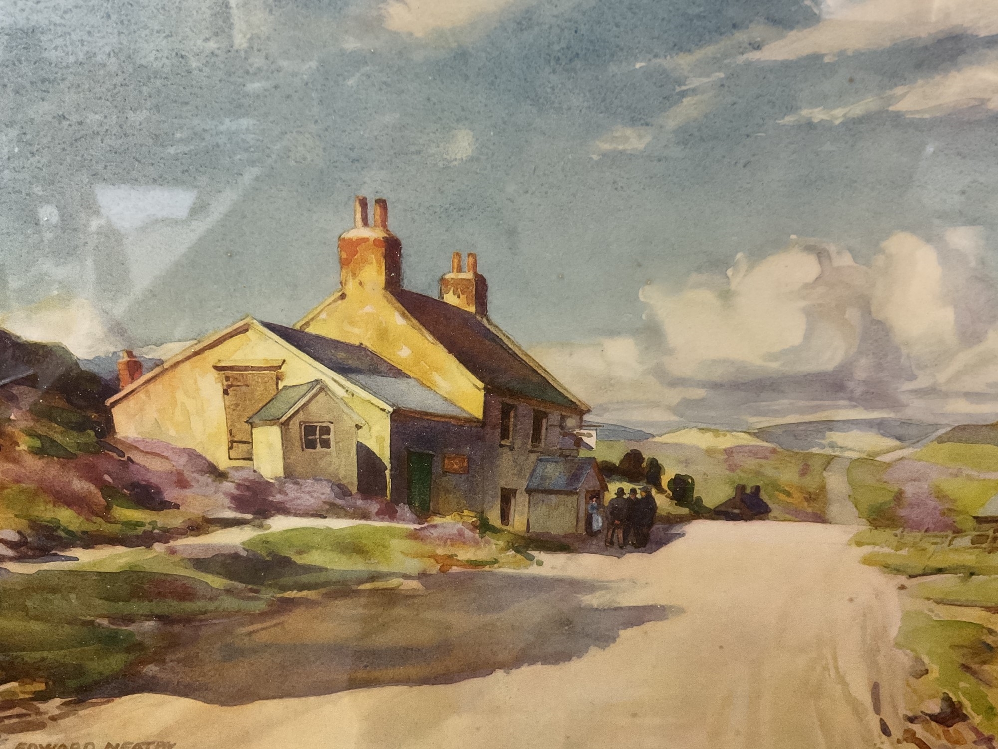 Artwork by Edward Mossforth Neatby, Landscape with country road, Made of watercolour