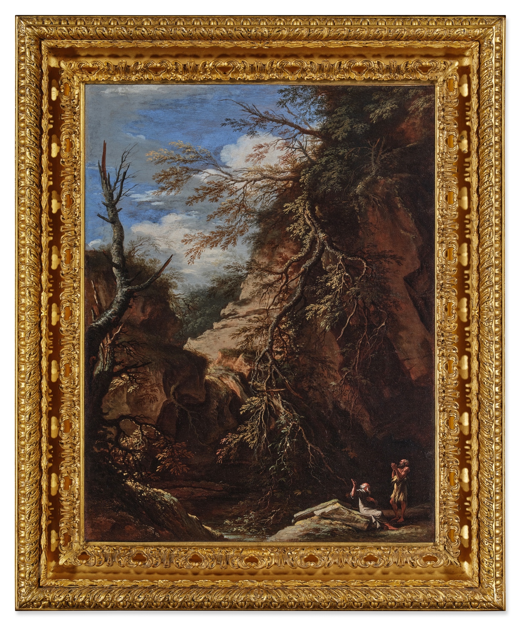 Salvator Rosa | Two Anchorites in a rocky landscape | MutualArt