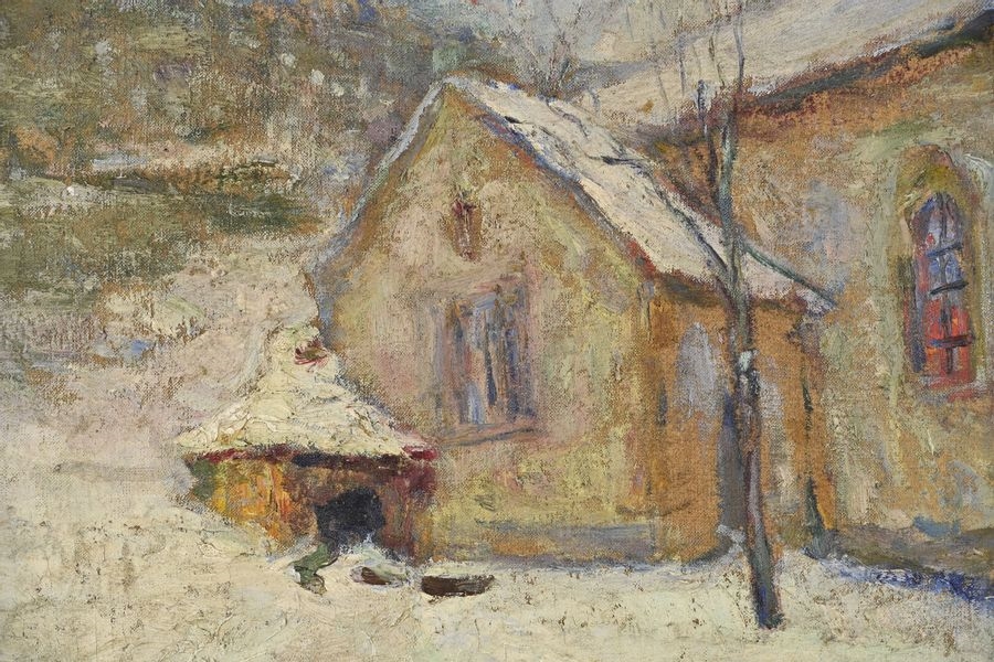 Artwork by Charles Bouthéon, Winter Day" mountain landscape,, Made of oil on canvas