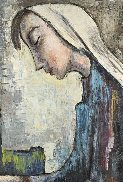 Artwork by Rolf Hirschland, Woman in profile, Made of oil on isorel
