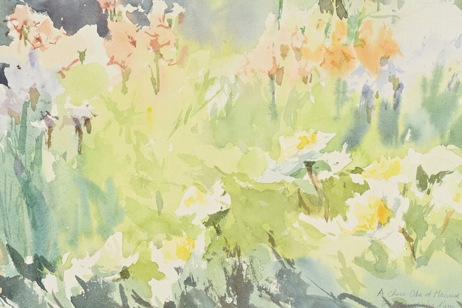 Artwork by Fu Ji Tsang, IN THE GARDEN, Made of watercolor on paper