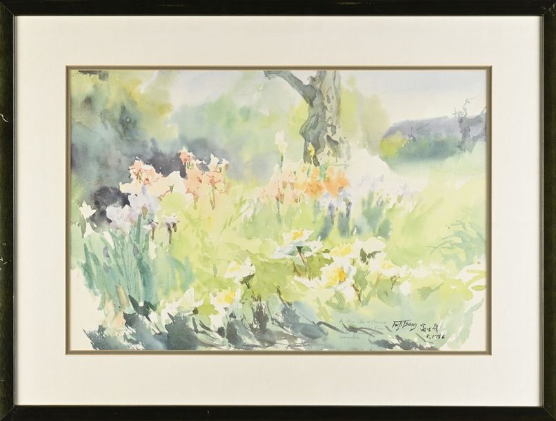 Artwork by Fu Ji Tsang, IN THE GARDEN, Made of watercolor on paper
