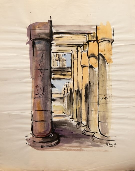 Artwork by Bodo Spranz, Antike Säulen, Made of watercolor