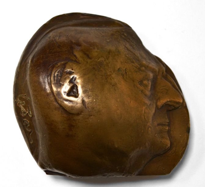 Artwork by César Baldaccini, César BALDACCINI dit CESAR (1921-1998) Head of a man in profile, 1988, Made of bronze with brown patina