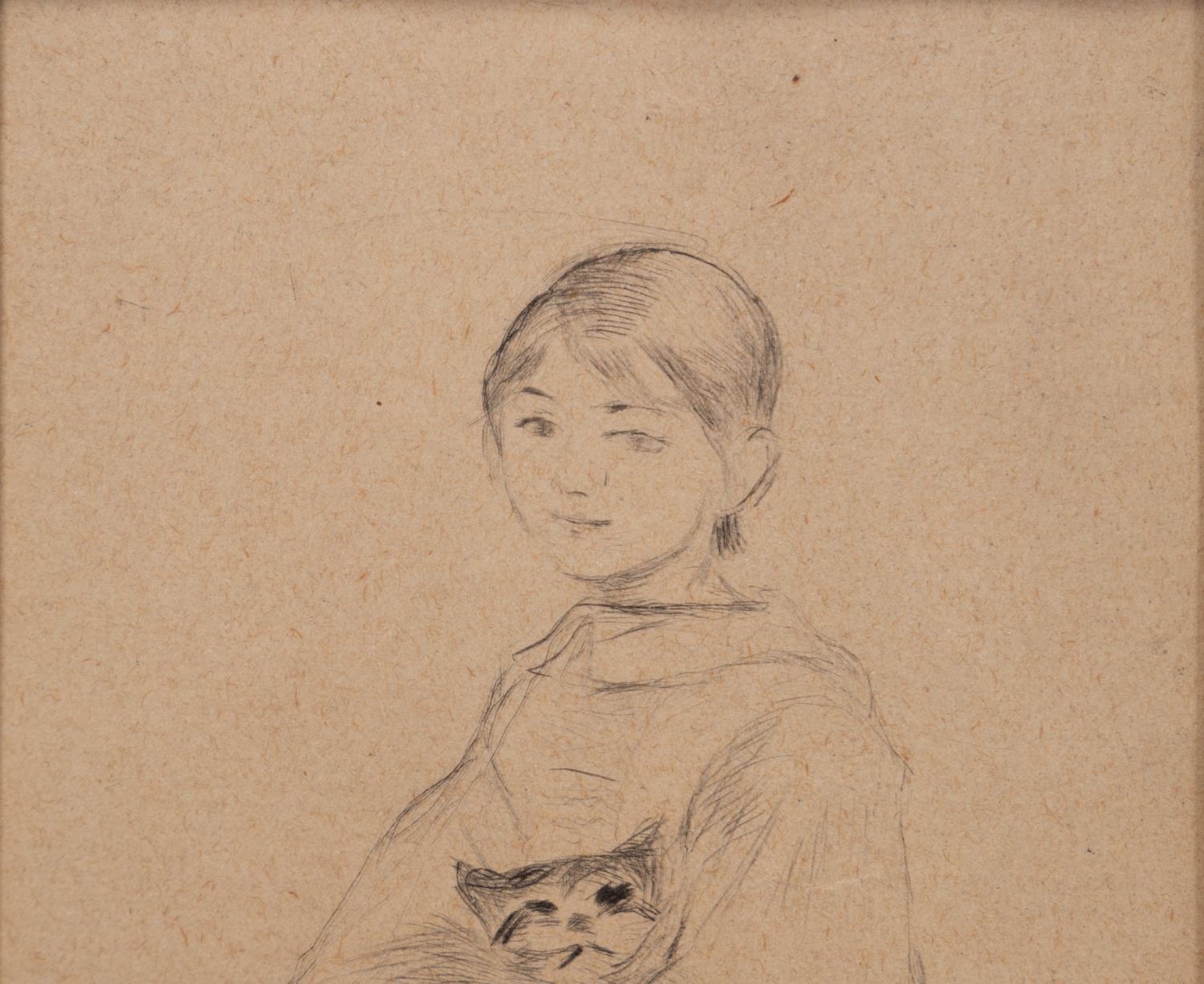 Berthe Morisot | BERTHE MORISOT LITTLE GIRL WITH CAT ETCHING | MutualArt
