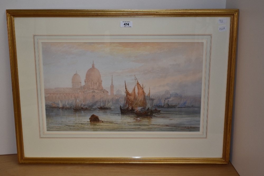 Artwork by Edwin St. John, An Italian coastal landscape at low light with, Made of watercolour