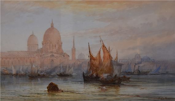 An Italian coastal landscape at low light with by Edwin St. John