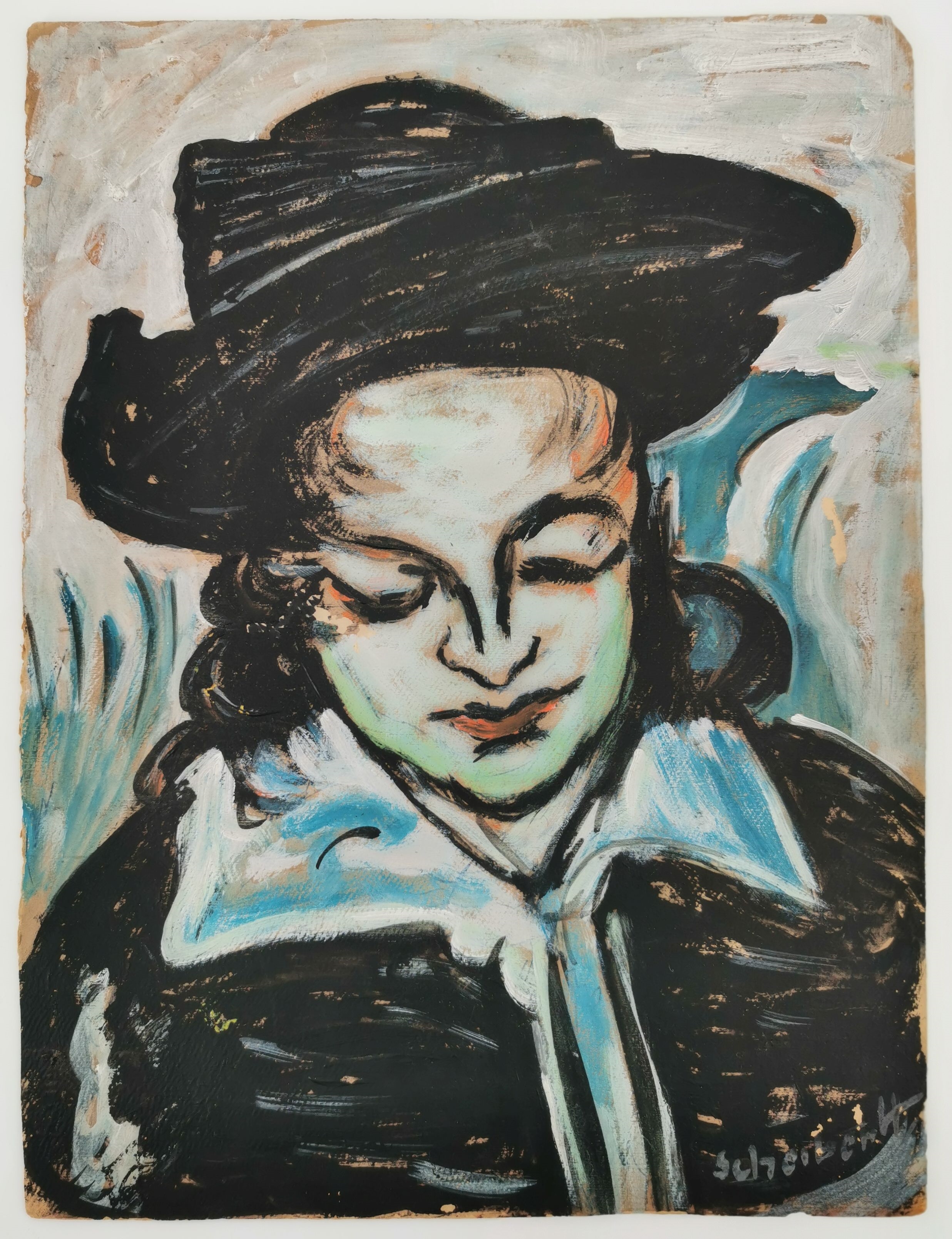 Hugó Scheiber | Bildnis einer Frau mit Hut (1920) | MutualArt