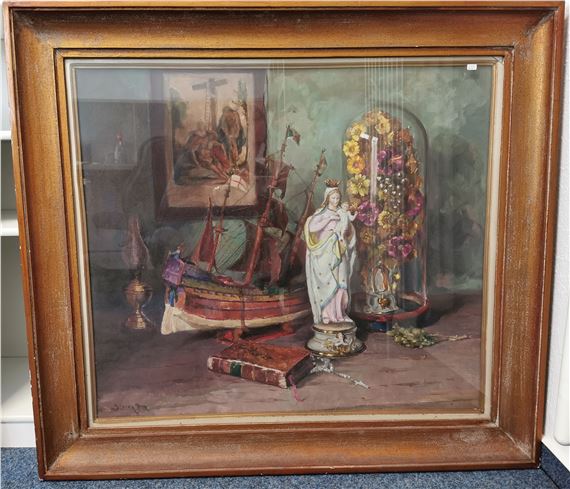 Stillleben mit Schiff und Madonna by Jean Stevan