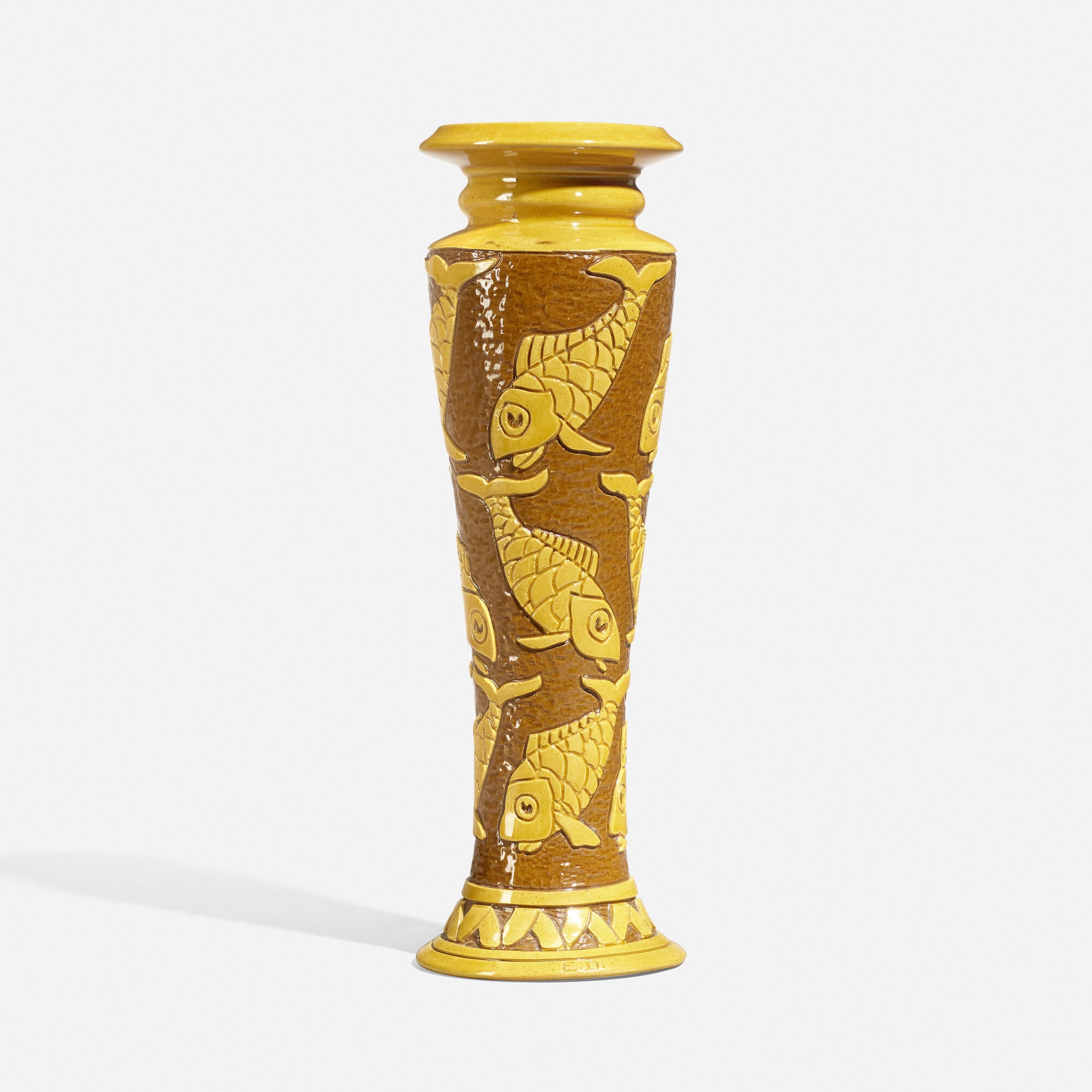 Frederick Hurten Rhead | Rare Della Robbia vase with swimming fish ...