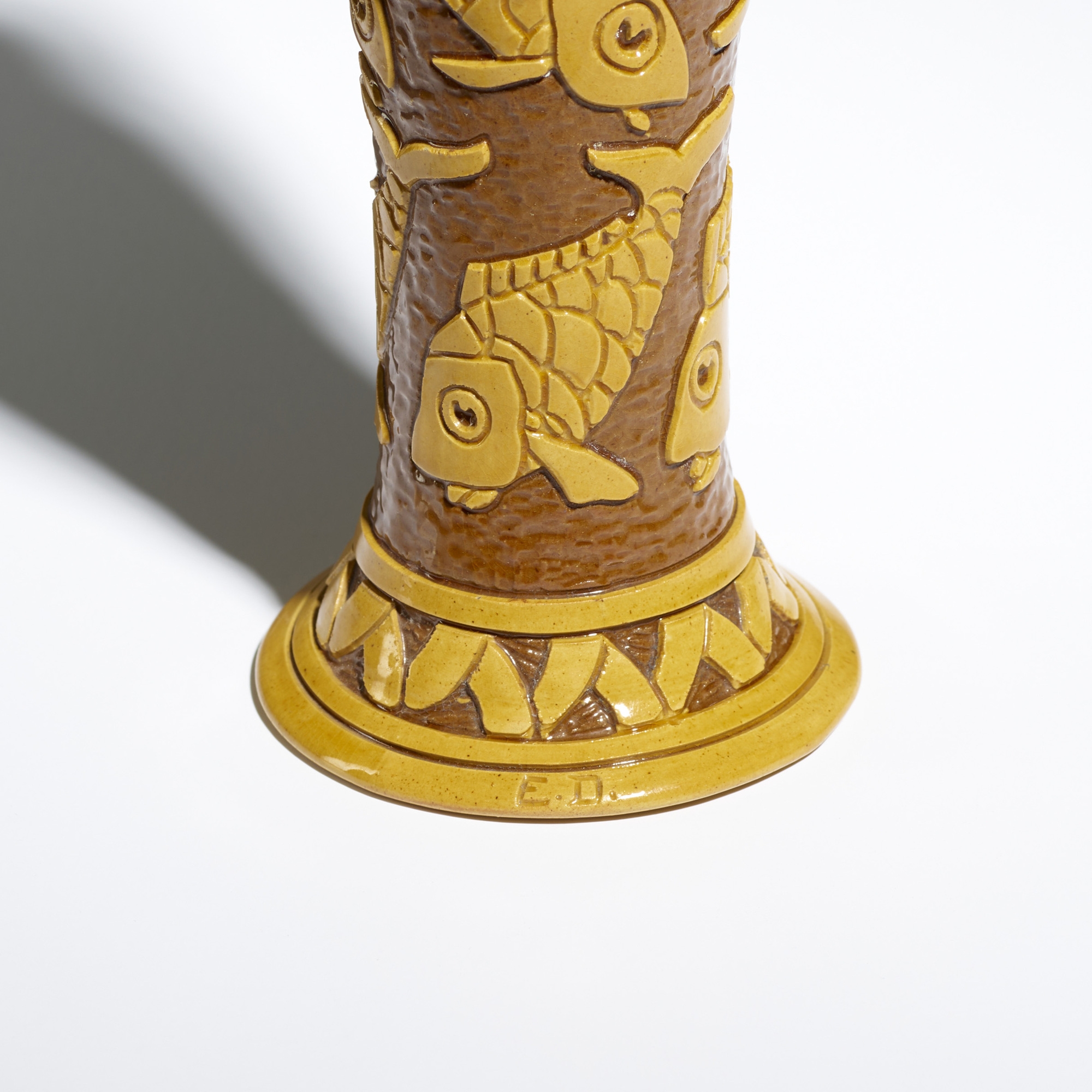 Frederick Hurten Rhead | Rare Della Robbia vase with swimming fish ...