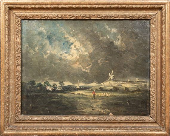 J. Constable | VIEW OF A FIGURE IN A CLOUDY LANDSCAPE (19th Century ...