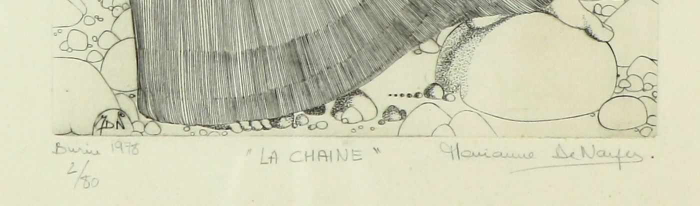 Artwork by Marianne de Nayer, La Chaîne, Made of burin engraving
