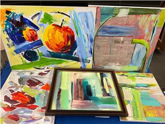 Roberta Foss: Green Acrylic Abstracts - Roberta Foss