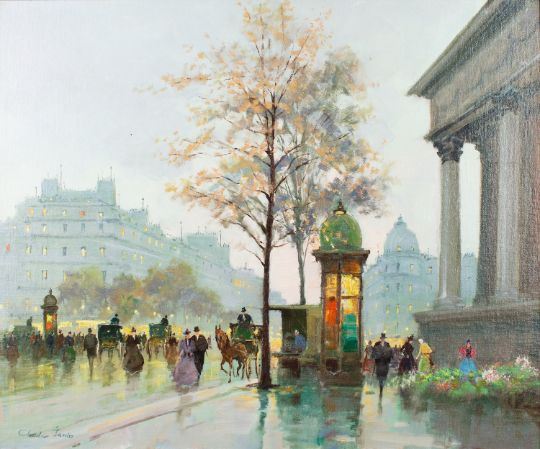 20th Century) Parisian street scene Oil on canvas 52.5 x 63. by Charles Janin