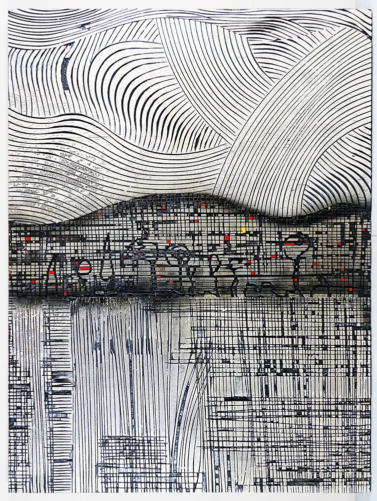 Artwork by Laurent Viens, Mix media on board Signed and titled on the reverse: Laurent Viens Provenance: Collection of Mr. R.S., Blainville, Québec 150x112cm - 59x44, Made of Mix media on board