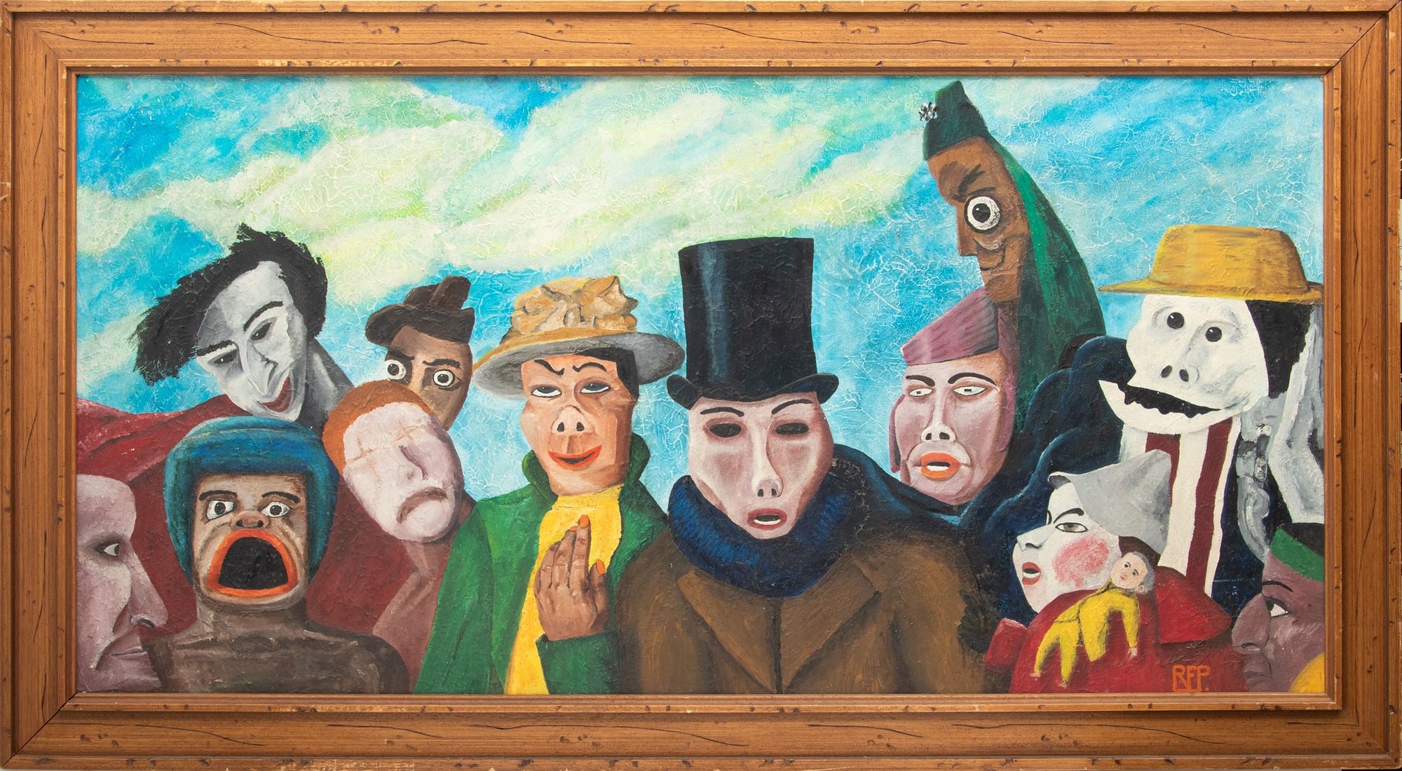 Artwork by James Ensor, The Intrigue, Made of Oil on Masonite