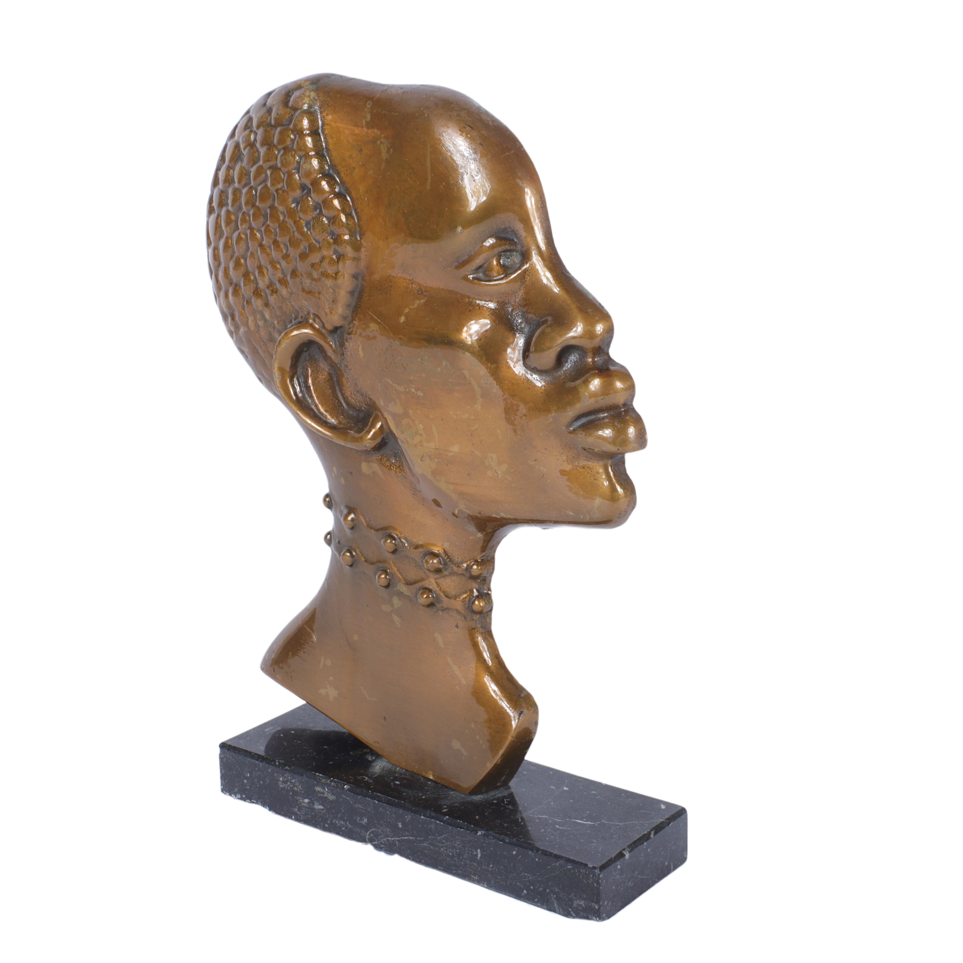Austrian Art Deco bronze African woman bust manner of Franz Hagenauer, Wiener Werkstatte, 1930s. by Franz Hagenauer, 1930s