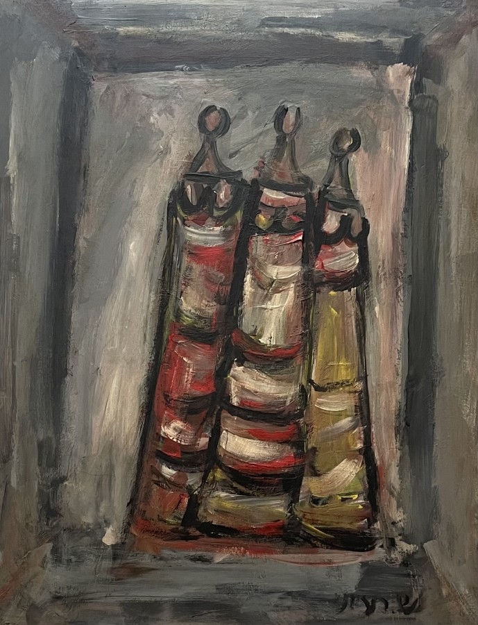 Artwork by Shmuel Raayoni, Three women,, Made of Oil on masonite