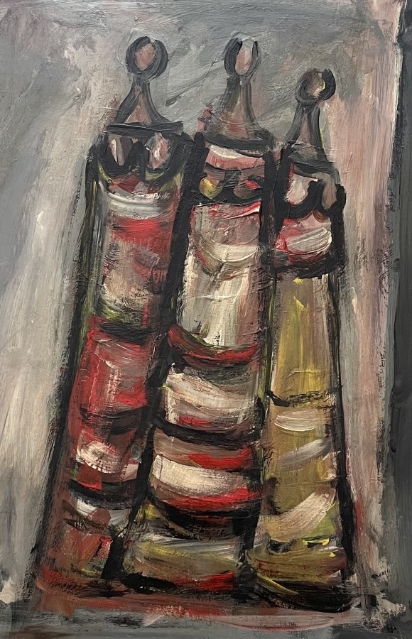 Artwork by Shmuel Raayoni, Three women,, Made of Oil on masonite