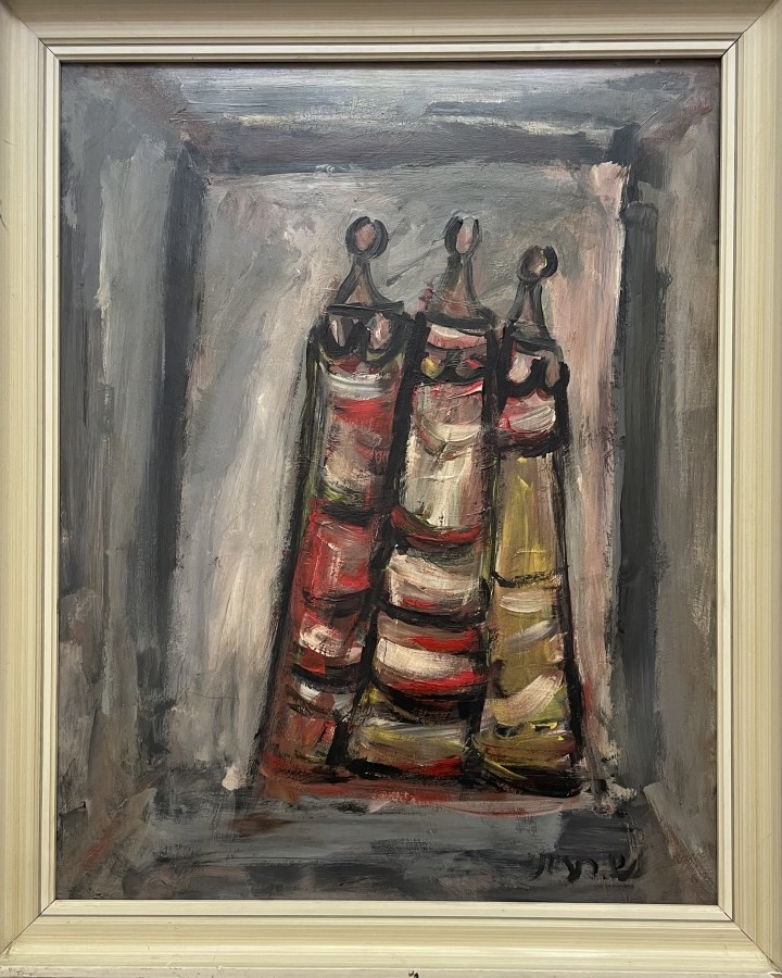 Artwork by Shmuel Raayoni, Three women,, Made of Oil on masonite