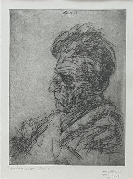 Samuel Beckett in profile by Avigdor Arikha, 1970