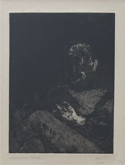 Self portraitt in the dark by Avigdor Arikha, 1970