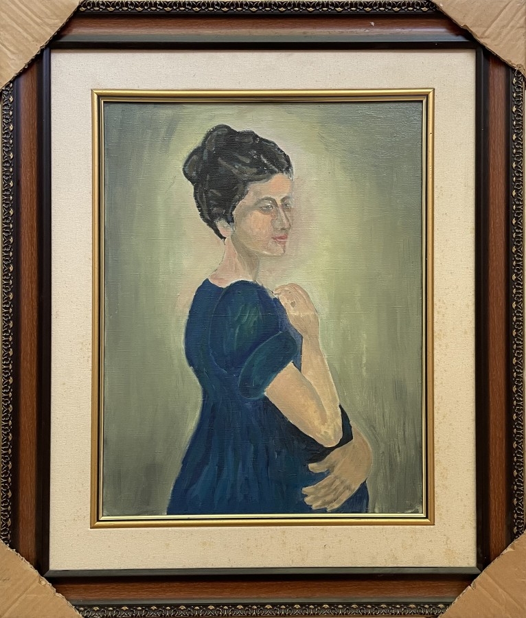 Artwork by Sima Ben Ari, A woman in a blue dress,, Made of Oil on canvas