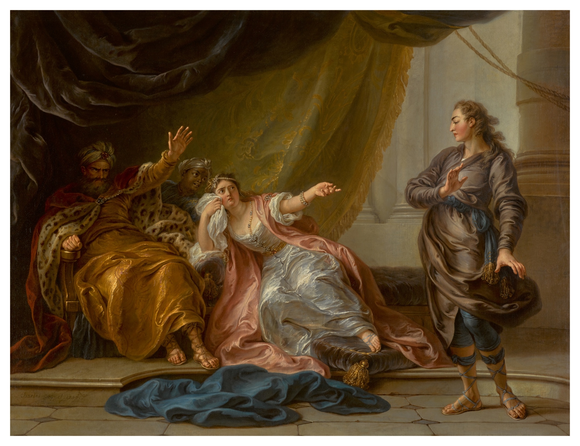 Artwork by Charles-Antoine Coypel, Joseph Accused by Potiphar's Wife, Made of oil on canvas canvas