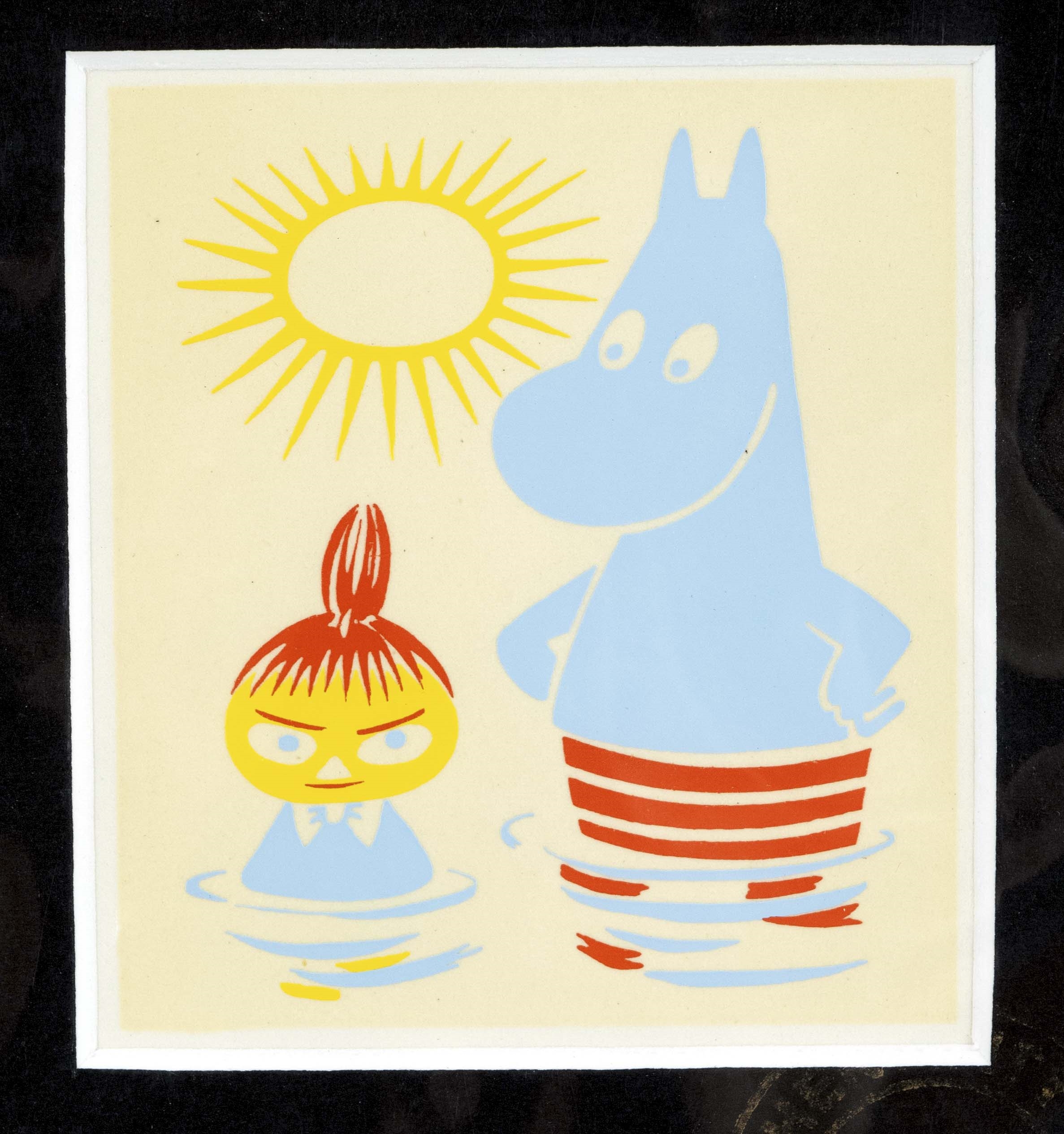 series of four small color serigraphs of the Finnish-Swedish comic characters ''Moomins'' by Tove Jansson, 1950s