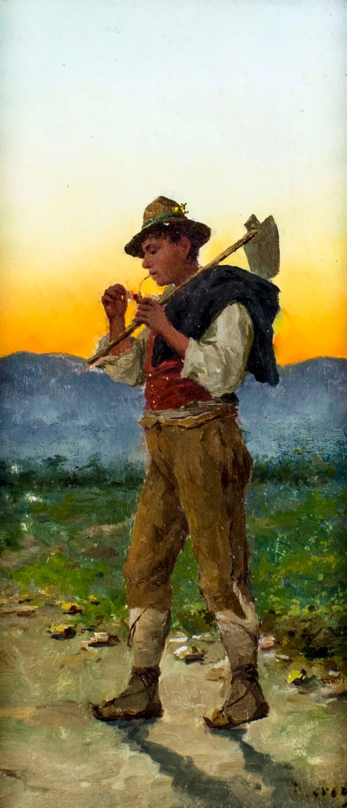 Vincenzo Loria | Italian Peasant Man with Pipe | MutualArt