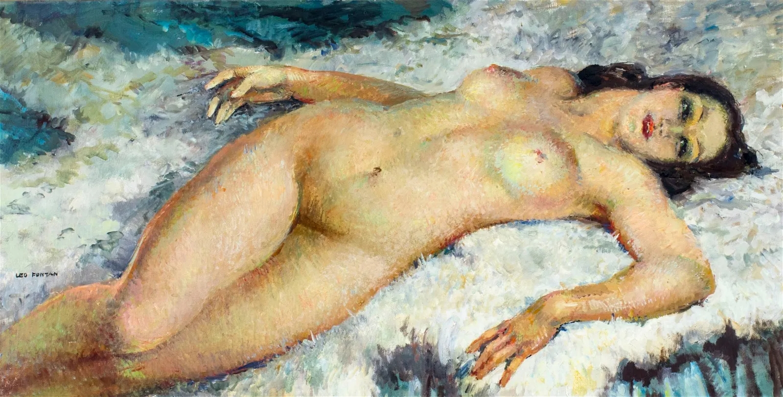 Artwork by Leo Fontan, Reclining Nude, Made of oil on canvas