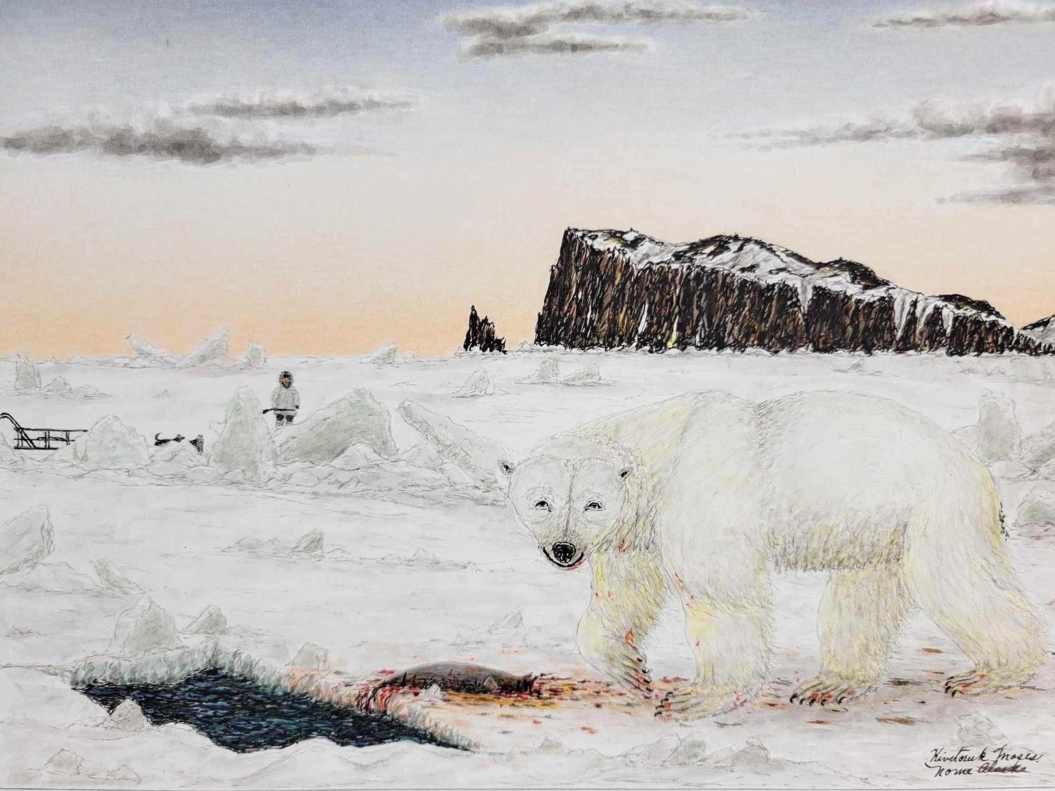 Polar Bear Hunting Seal Scene - Kivetoruk Moses