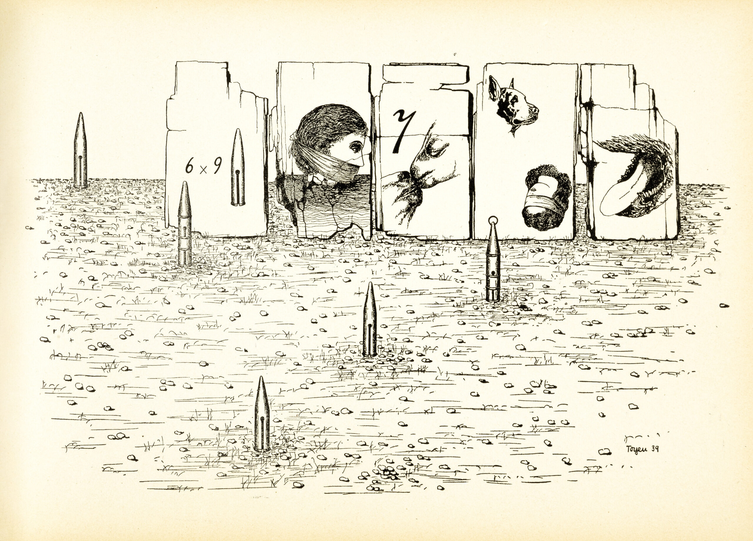 Artwork by Toyen, Shooting range, Made of print