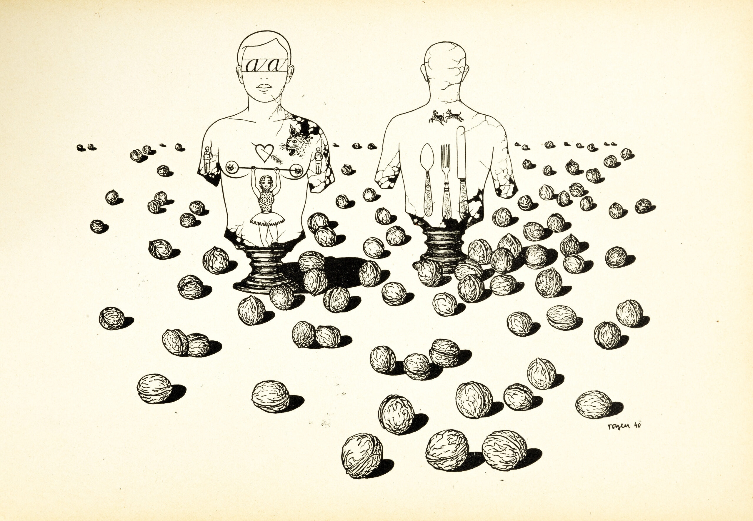 Artwork by Toyen, Shooting range, Made of print