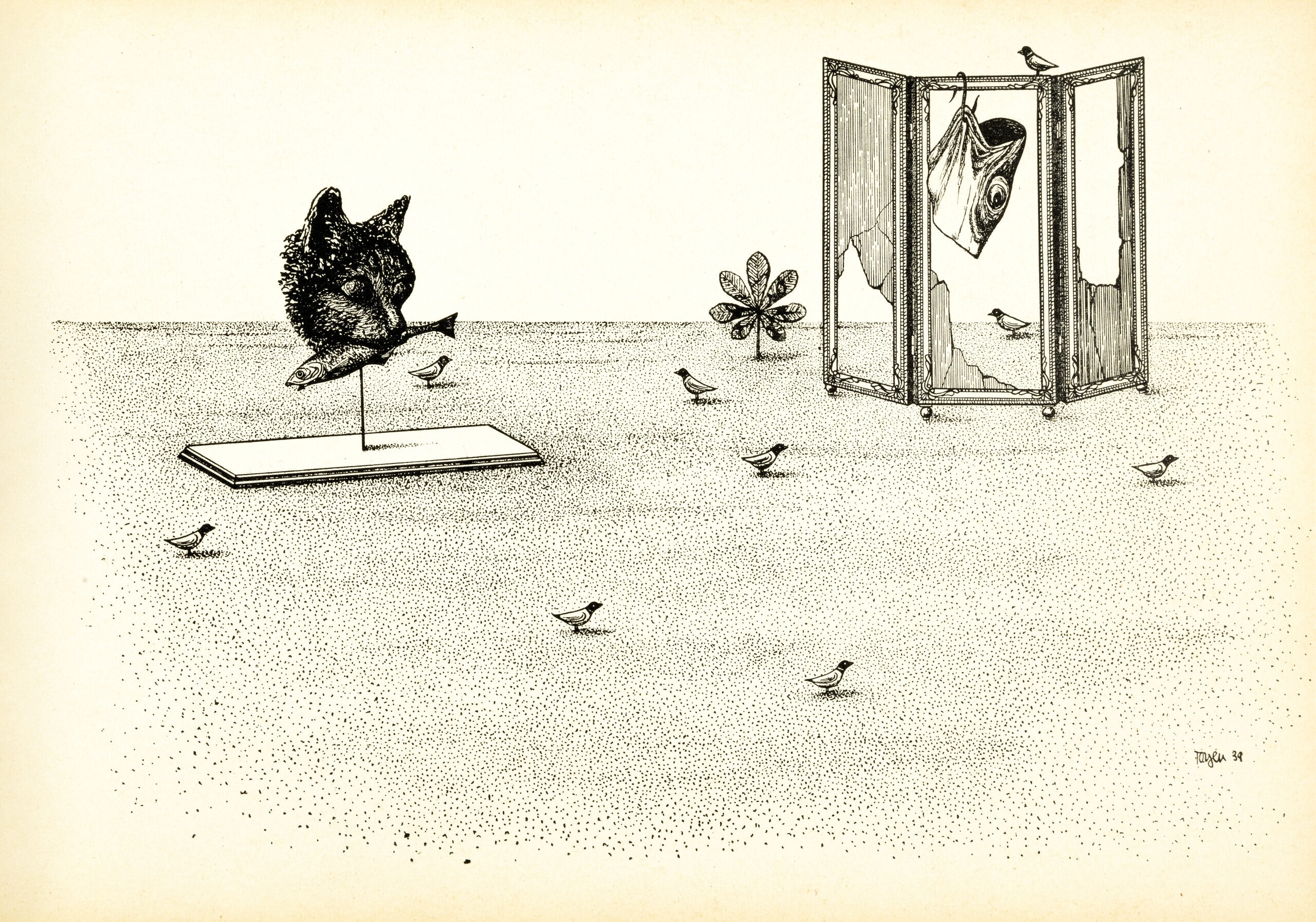 Artwork by Toyen, Shooting range, Made of print