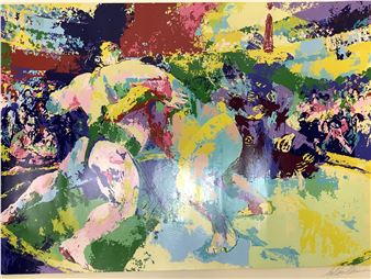 ゆ*ー様 リロイニーマン『スモウ レスリング』65/300 サイン有 版画 リロイ・ニーマン（LeRoy Neiman）【スモウ】 直筆サイン