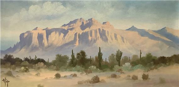 Willard Page  Desert Oil On Board by Willard Page