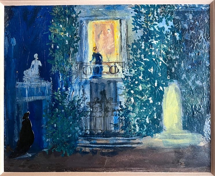 Project for a theater set, probably for Romeo and Juliet by Yuri Pimenov, 2017