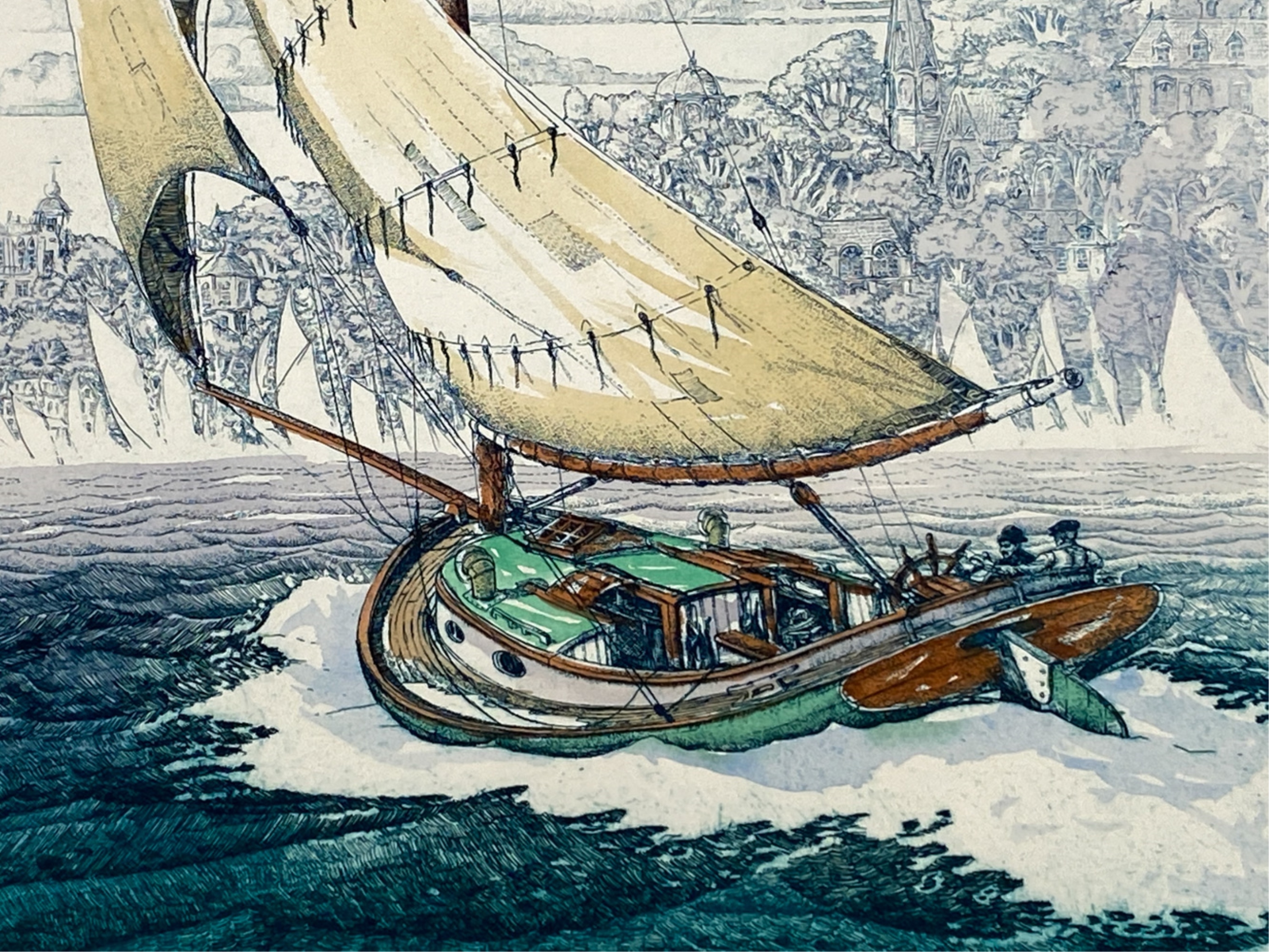 Mark Whitcombe | (2) color etchings of boats | MutualArt