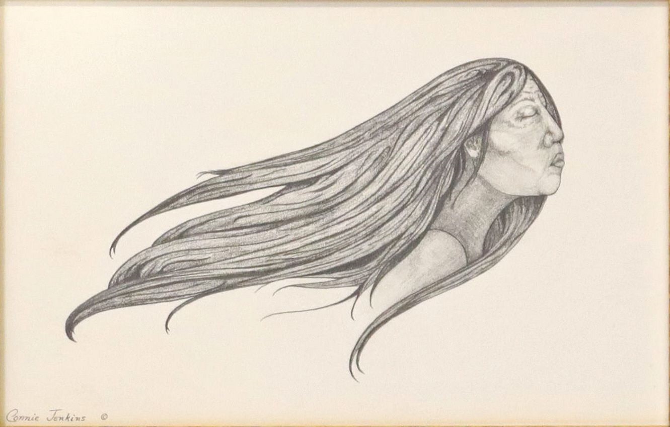 Artwork by Connie Jenkins, Listening to the Wind,, Made of graphite drawing on paper